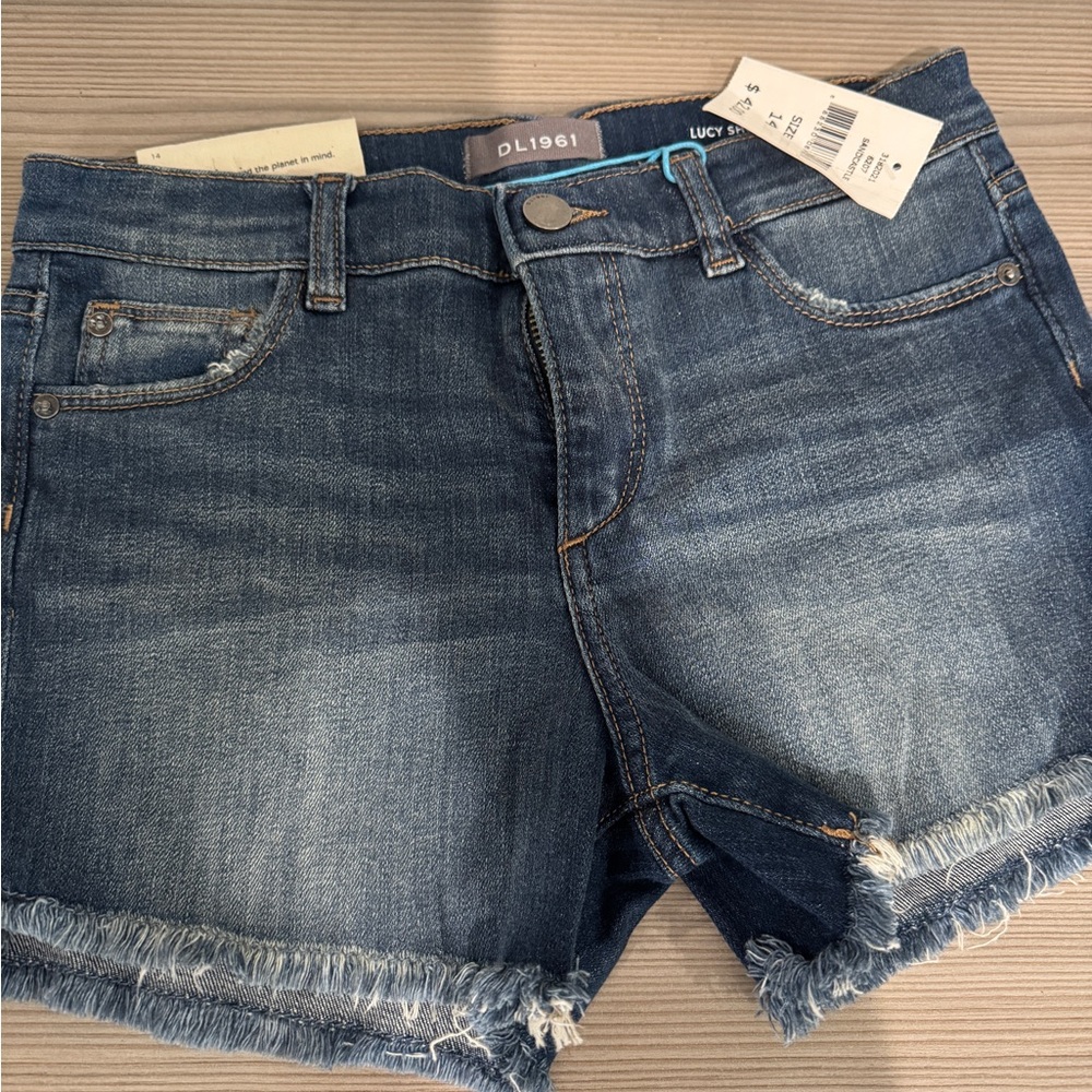 DL1961 Frayed Hem Denim Shorts